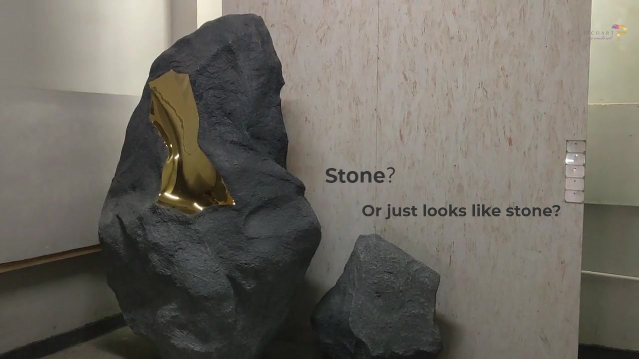 Creative Composite Resin Fiberglass Stone Art Standing Sculpture