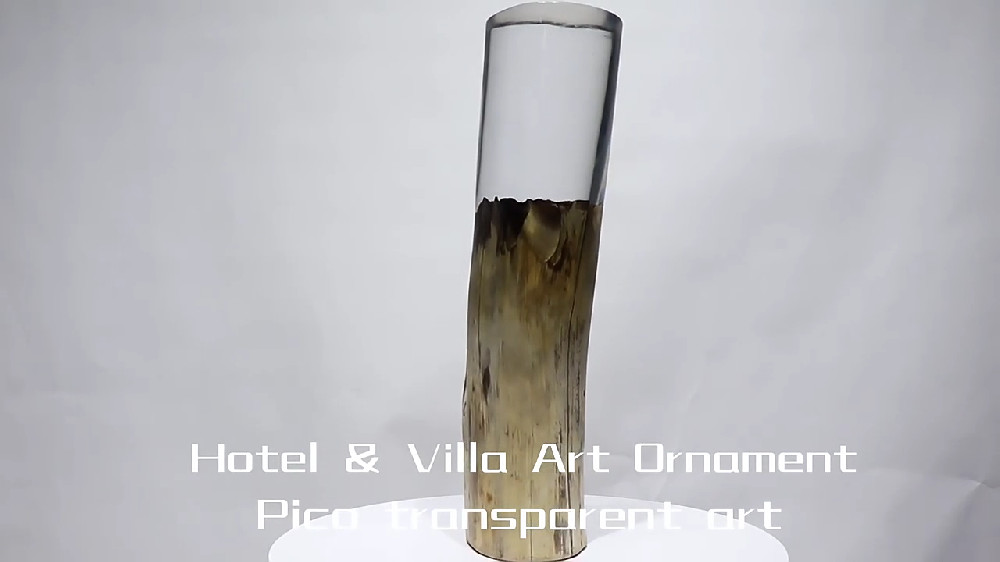 Modern simple concept abstract art decorative transparent resin sculpture with wood base - Pico Art