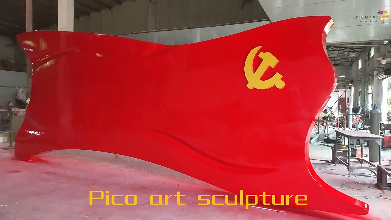 Customized party flag outdoor stainless steel sculpture