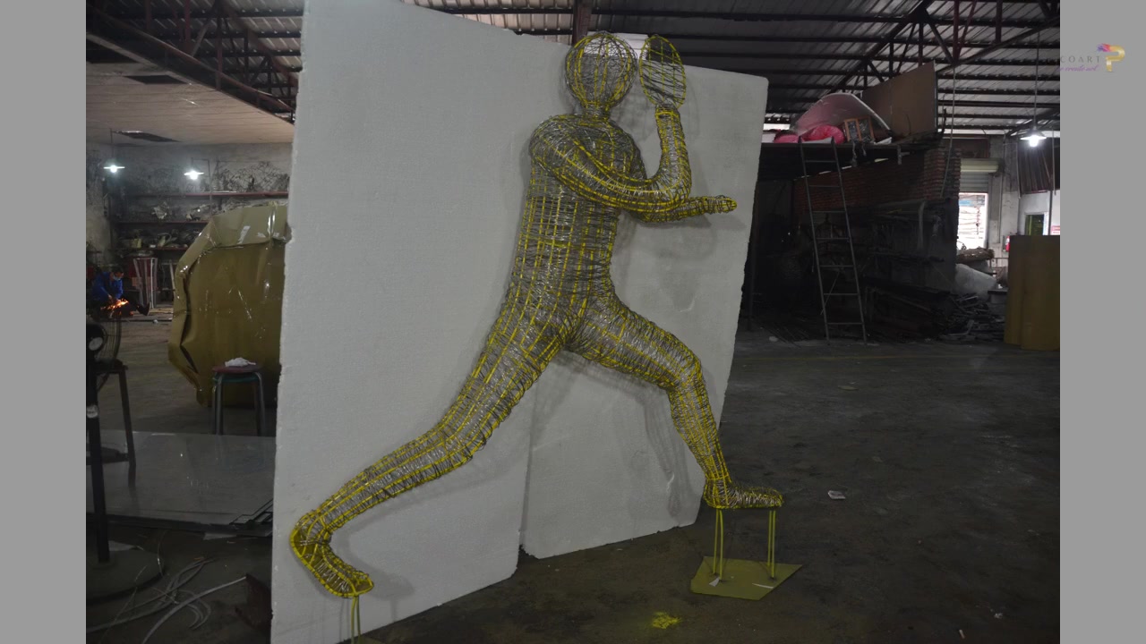 Metal Hollow Figure Sculpture for Feature Display