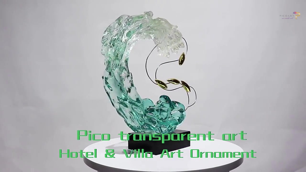 Abstract Green Spray Water Crystal Transparent Resin Sculpture Products | Pico Art