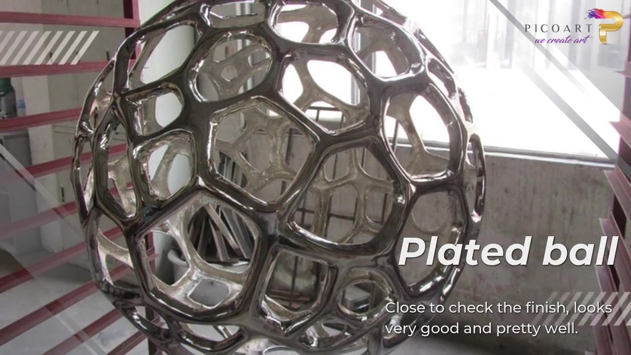 Pico Art Abstract Stainless Steel Round Ball Electro Plating Art Sculpture