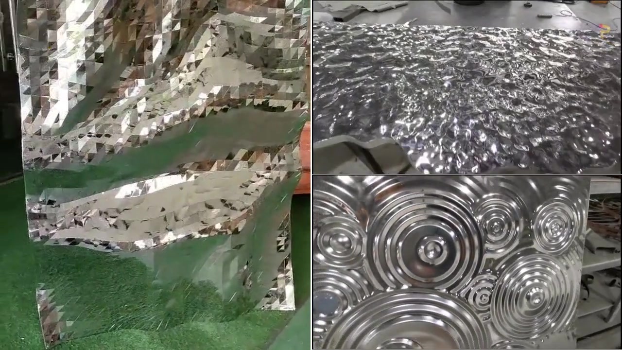 Stainless steel mirror finish wall art decoration with different texture - Pico Art