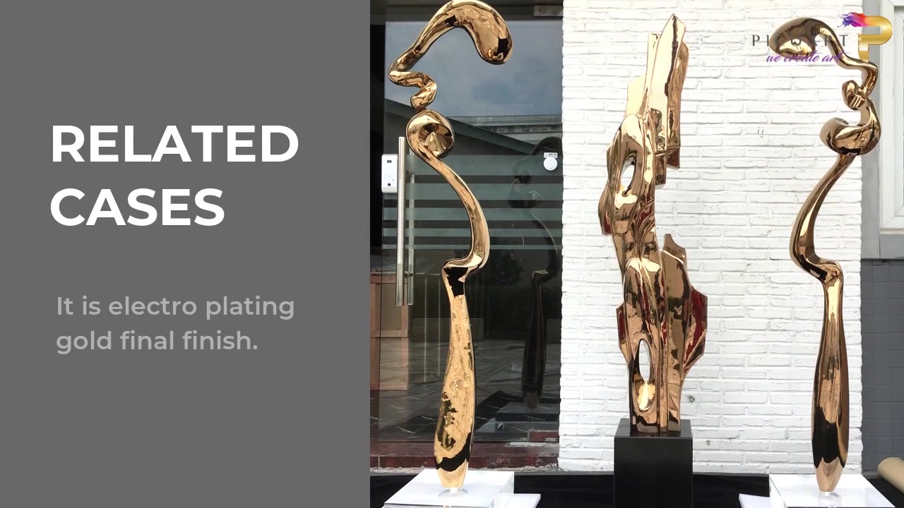 Electroplated Gold Stainless Steel Sculpture Feature