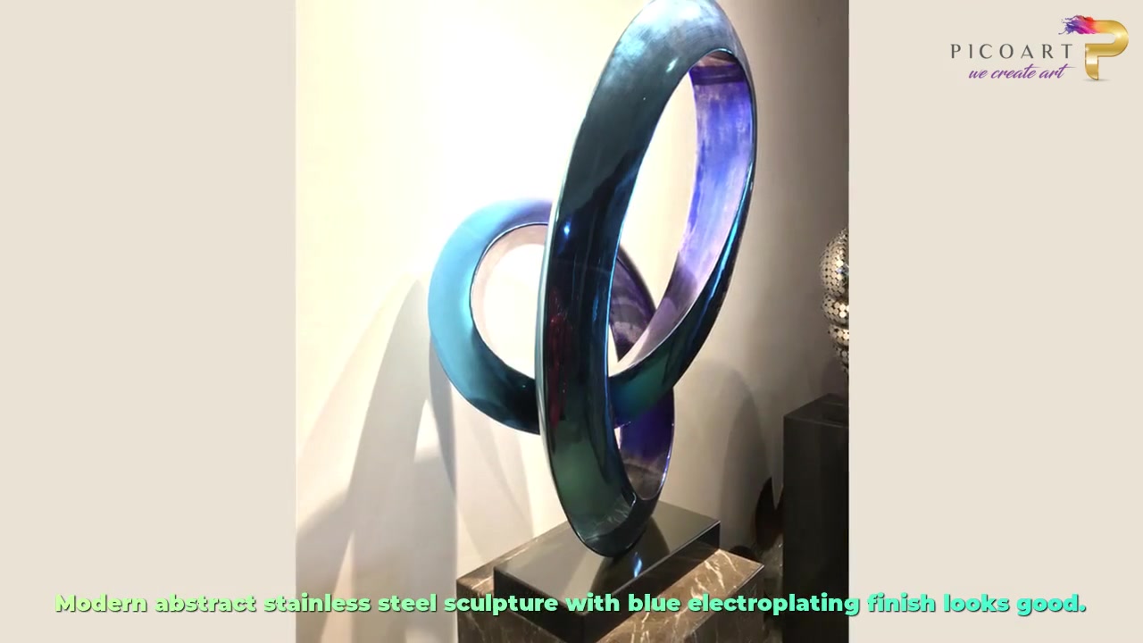 Pico Art electroplating blue stainless steel modern abstract sculpture