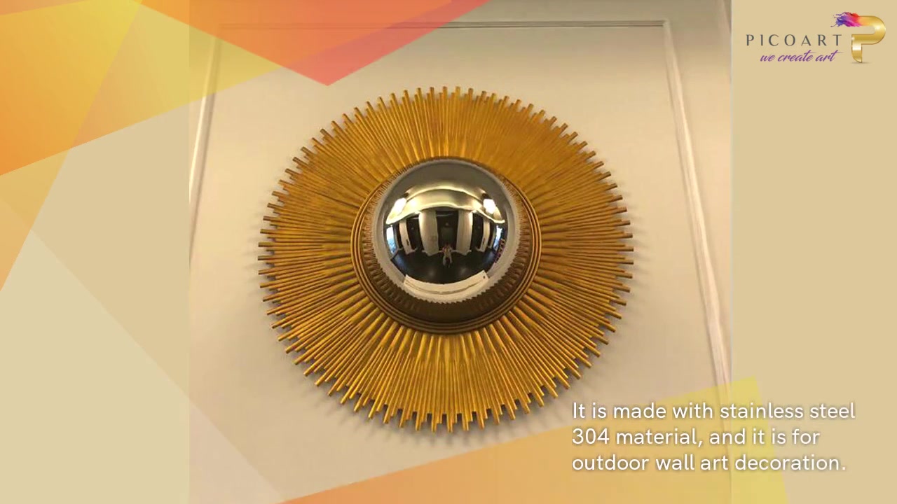 Metal Abstract Stainless Steel Round Electro Plating Gold Wall Art Decoration