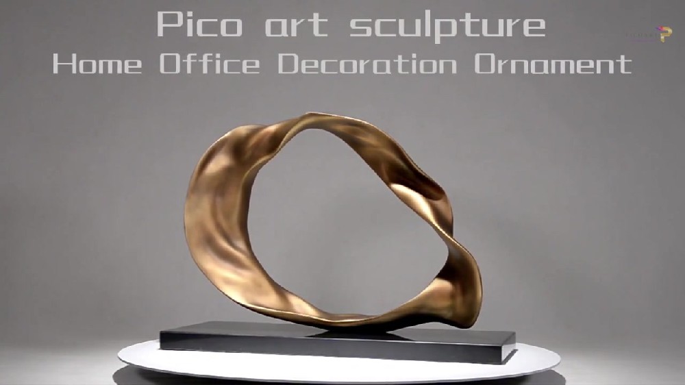 Abstract Modern Fiberglass Resin Art Decorative Sculpture with Handmade Antique Brass Finish