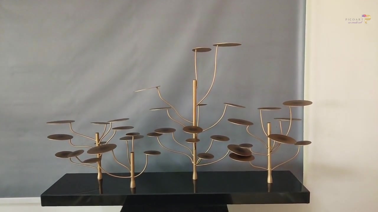 Intro to Modern Abstract Metal Gold Tree Art Table Decorative Sculpture Pico Art