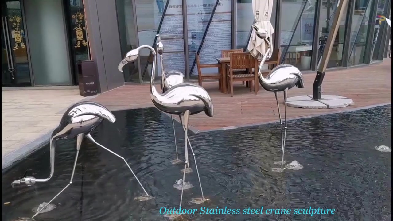 Custom Outdoor Stainless Steel Crane Sculpture from Pico Art