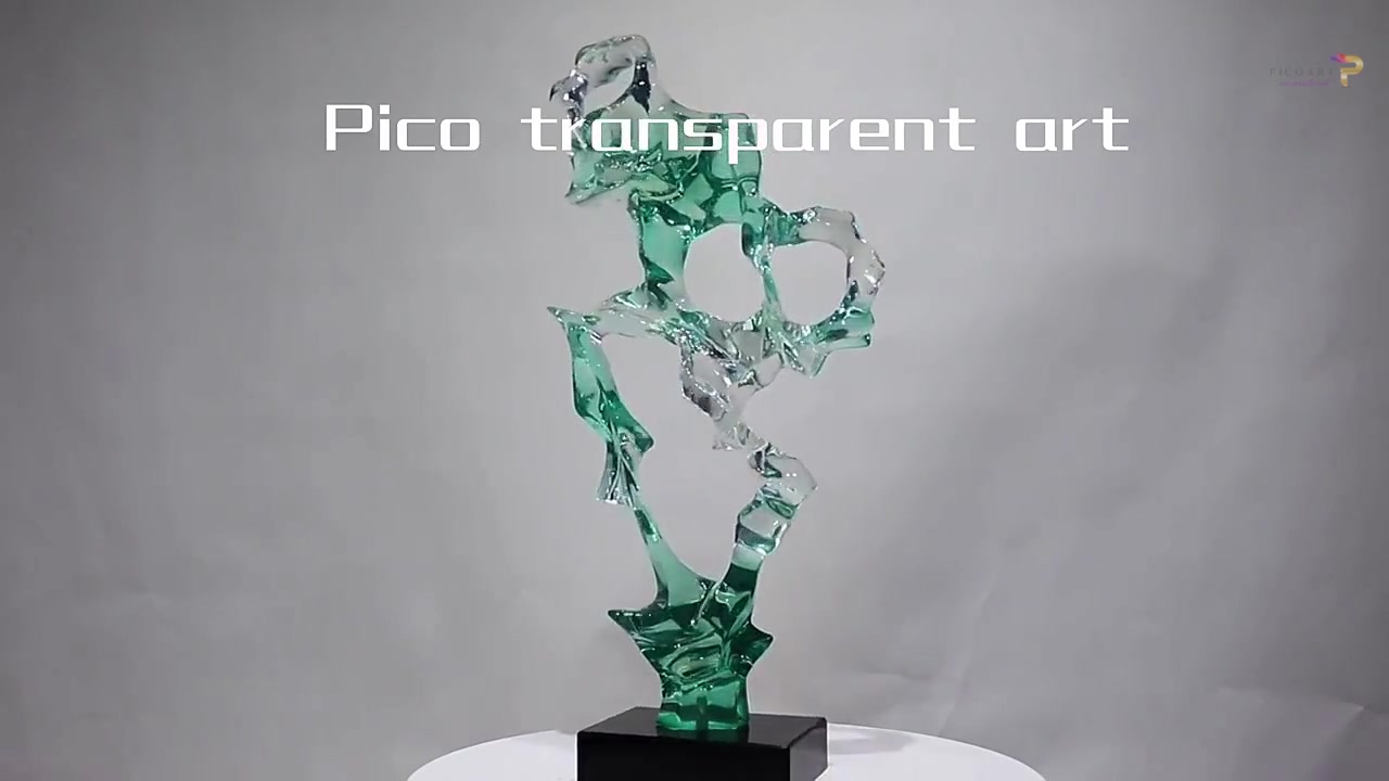 Custom light green transparent crystal resin sculpture for hotel table art decorative ornation Products | Pico Art