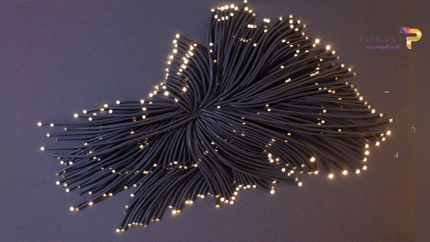 Modern Leather Carving Wall Art Decoration with Lights