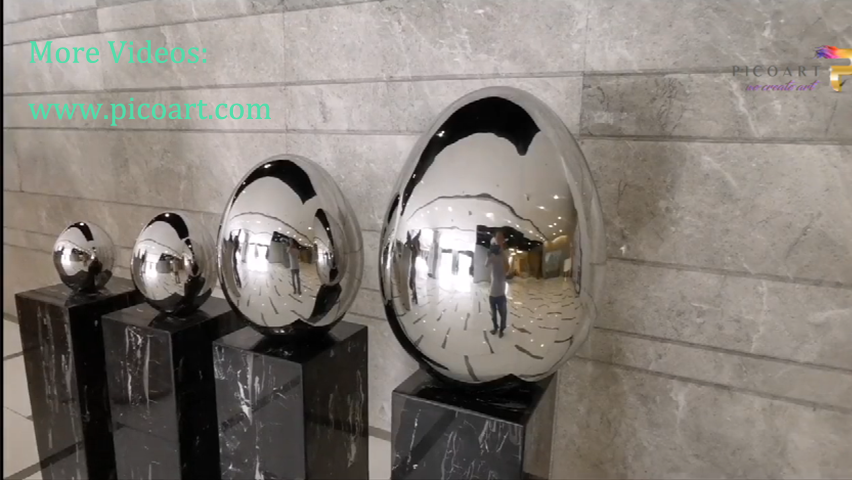 Stainless steel egg with mirror finish on marble base - Pico Art