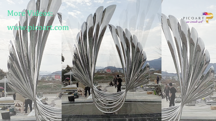 Outdoor Stainless Steel Sculpture with Mirror Polished Finish