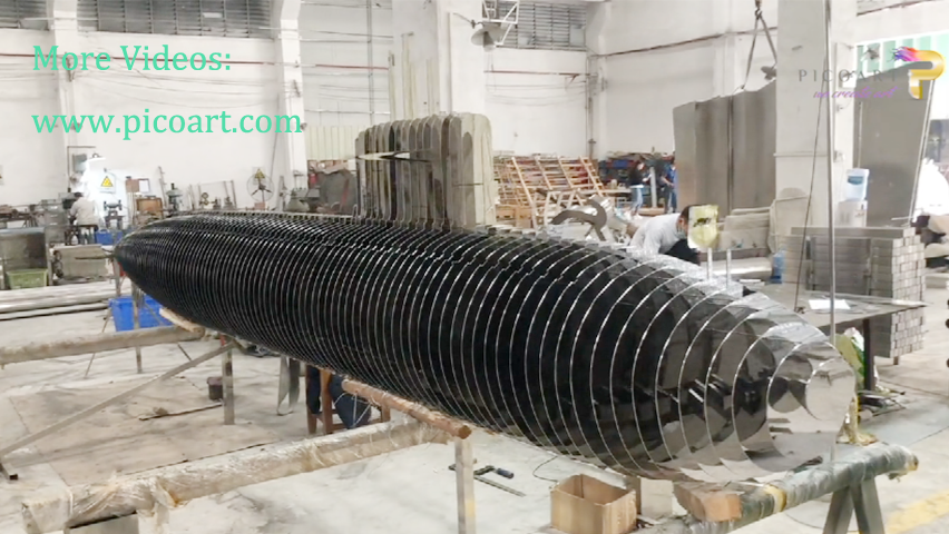 Modern Customized Pico Art Stainless Steel Round Pieces Sculpture