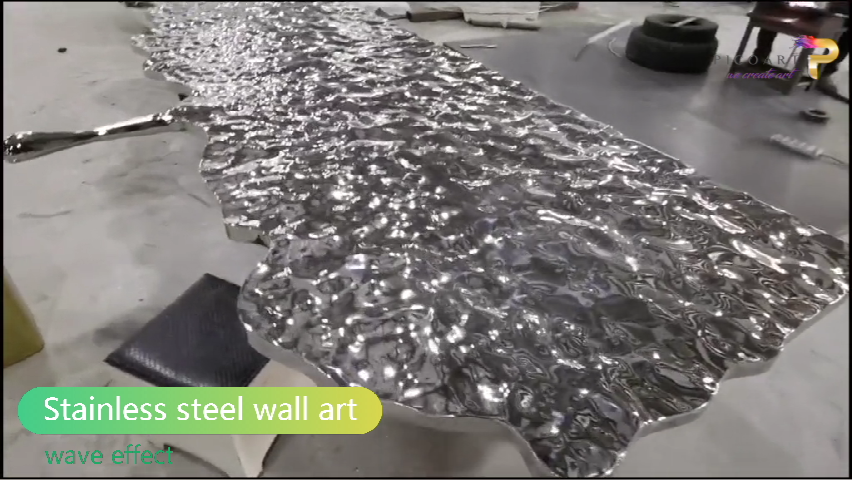 Stainless Steel Wall Art with Wave Surface Effect