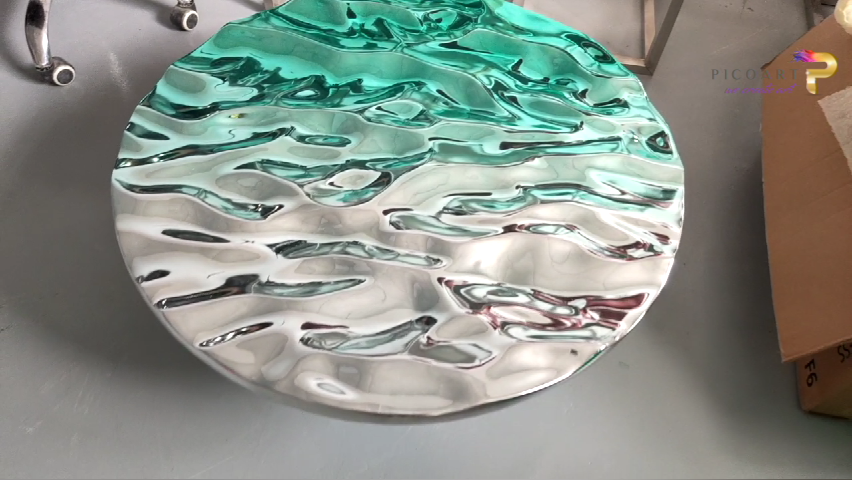 Custom Stainless Steel Water Wave Spray Coating Polished Finish Pico Art