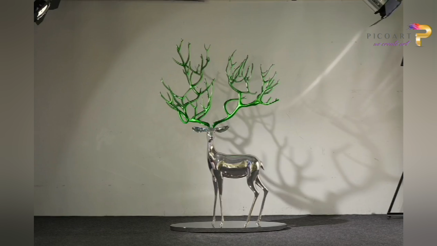 Stainless Steel Animal Statue for Mirror Finish Deer Sculpture - Pico Art