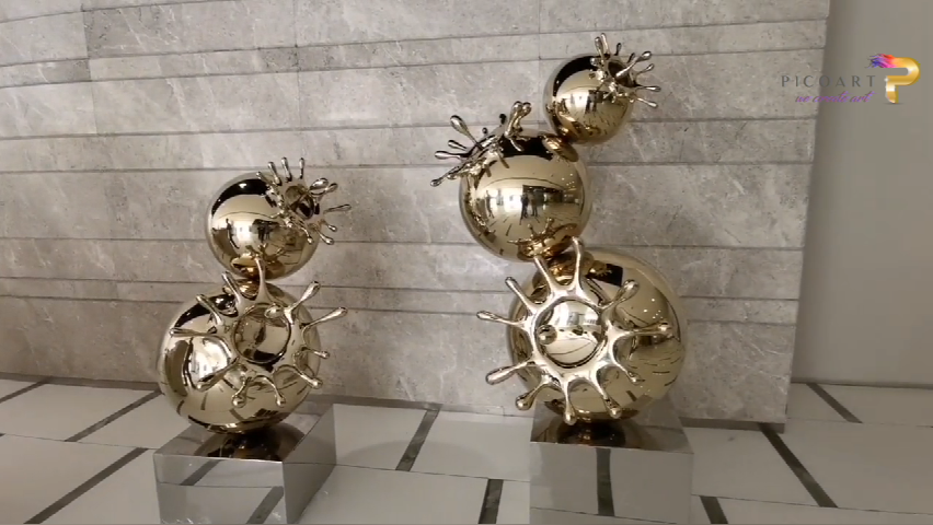 High Quality Electroplating gold stainless steel splash sculpture with mirror finish base - Pico Art Co., ltd.