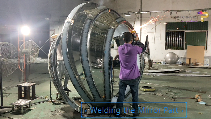 Large Stainless Steel Sculpture in Production